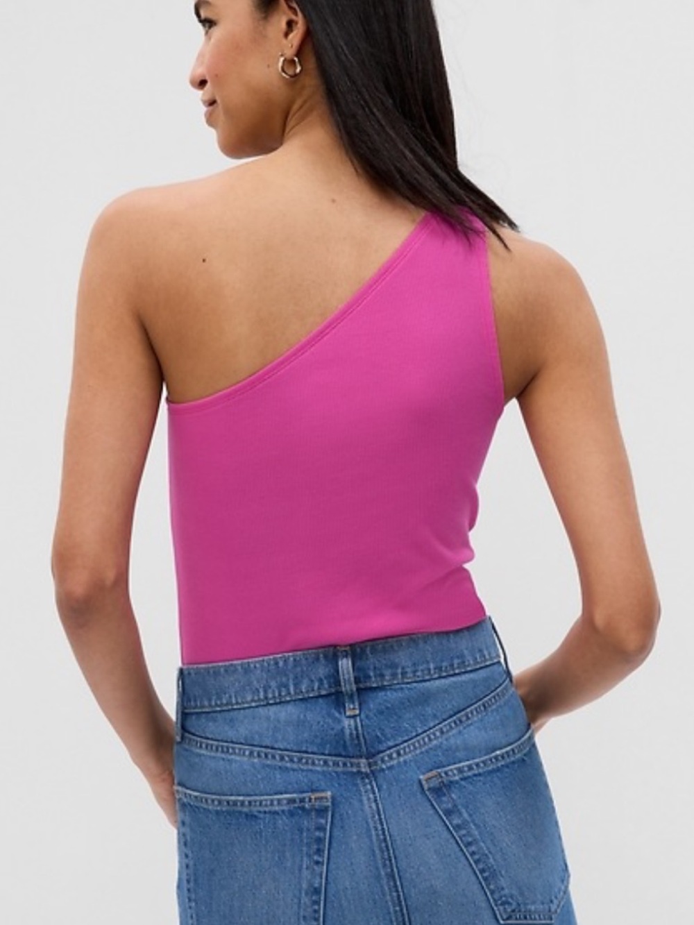 GAP One-Shoulder Hot Pink Ribbed Tank
